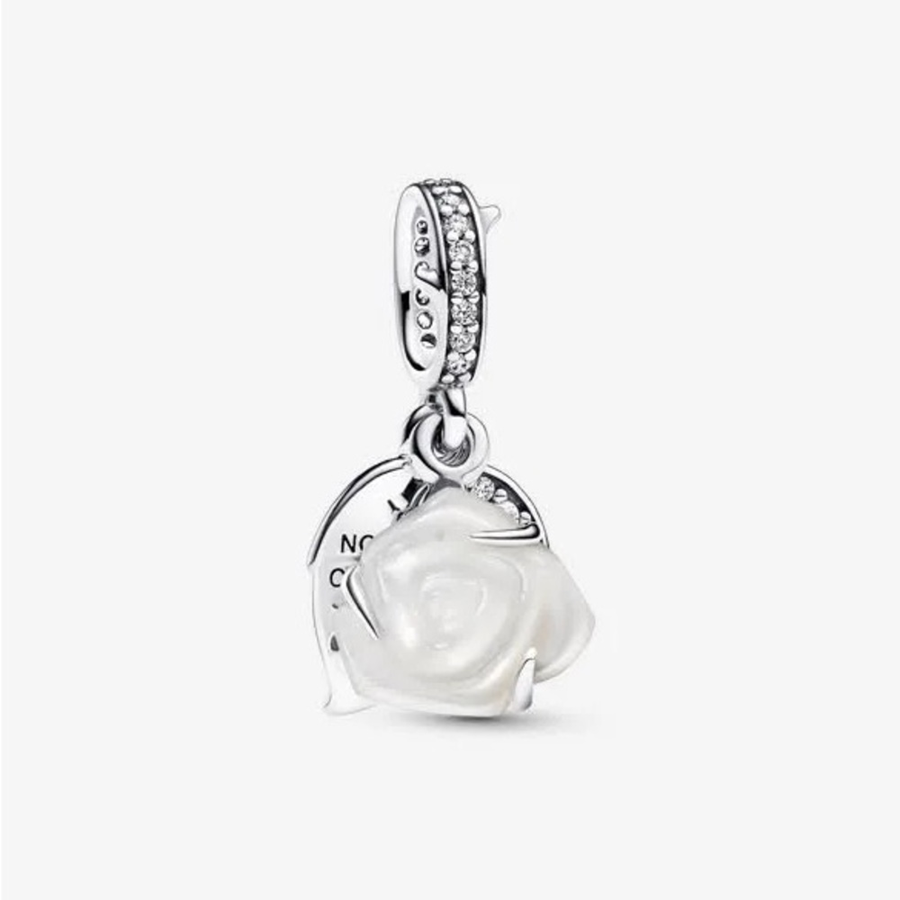 Pandora Silver and White Rose Charm
